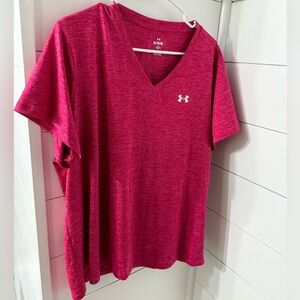 Under Armour Women's Heathered Pink V-Neck Tee